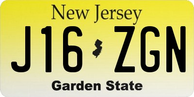 NJ license plate J16ZGN