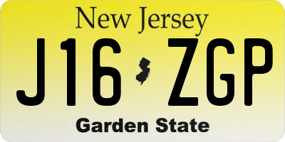 NJ license plate J16ZGP