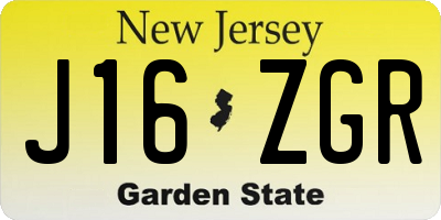 NJ license plate J16ZGR