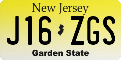 NJ license plate J16ZGS