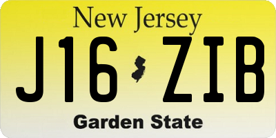 NJ license plate J16ZIB