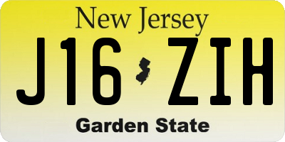 NJ license plate J16ZIH