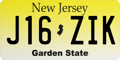 NJ license plate J16ZIK