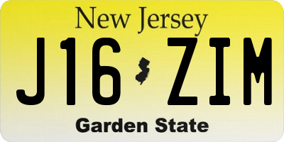 NJ license plate J16ZIM