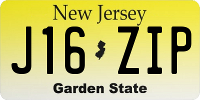 NJ license plate J16ZIP