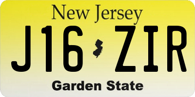 NJ license plate J16ZIR