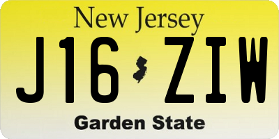 NJ license plate J16ZIW