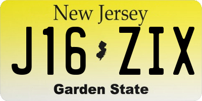 NJ license plate J16ZIX