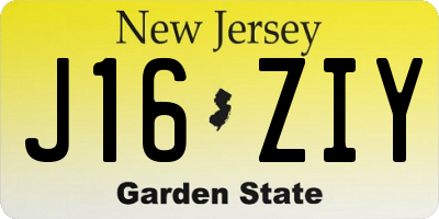 NJ license plate J16ZIY