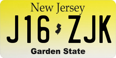 NJ license plate J16ZJK