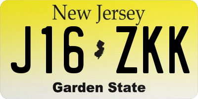 NJ license plate J16ZKK