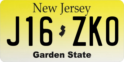 NJ license plate J16ZKO