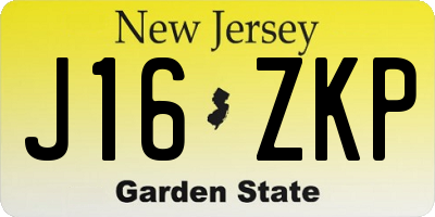 NJ license plate J16ZKP