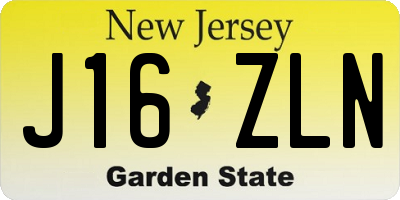 NJ license plate J16ZLN