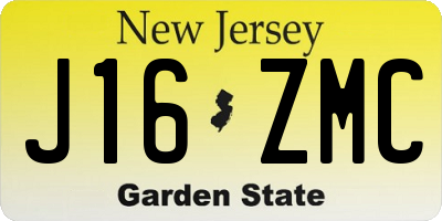 NJ license plate J16ZMC