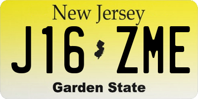 NJ license plate J16ZME