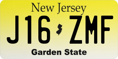 NJ license plate J16ZMF
