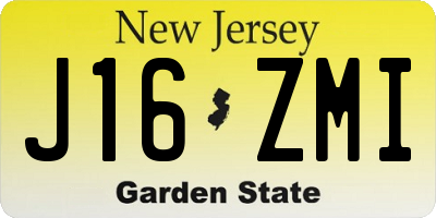 NJ license plate J16ZMI