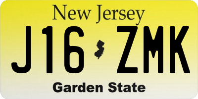 NJ license plate J16ZMK