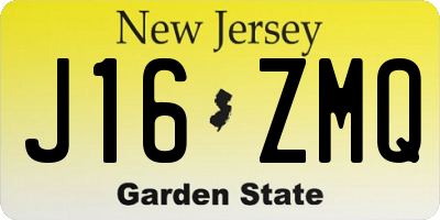 NJ license plate J16ZMQ