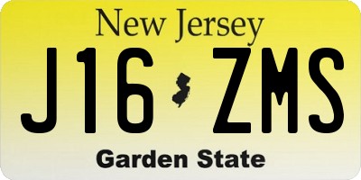 NJ license plate J16ZMS