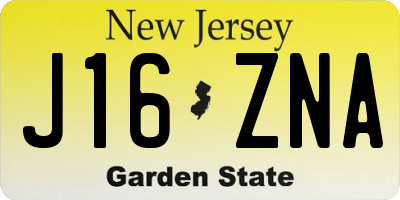 NJ license plate J16ZNA