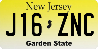 NJ license plate J16ZNC