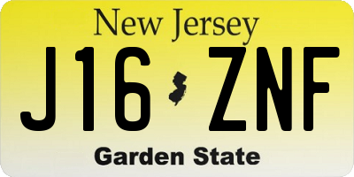NJ license plate J16ZNF