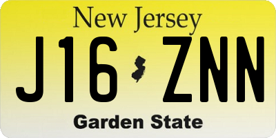NJ license plate J16ZNN