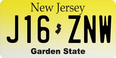 NJ license plate J16ZNW