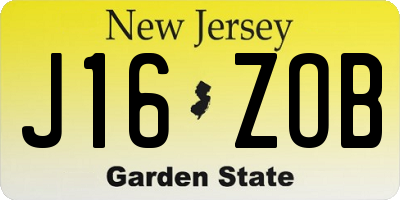 NJ license plate J16ZOB