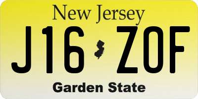 NJ license plate J16ZOF