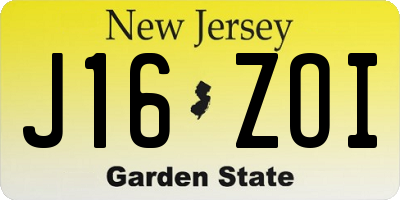 NJ license plate J16ZOI