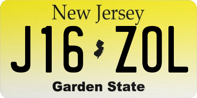 NJ license plate J16ZOL