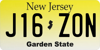 NJ license plate J16ZON
