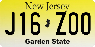 NJ license plate J16ZOO