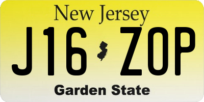 NJ license plate J16ZOP