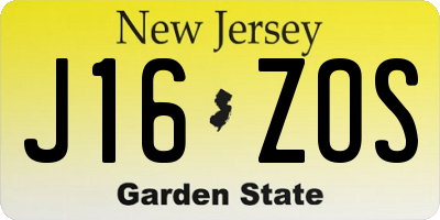 NJ license plate J16ZOS