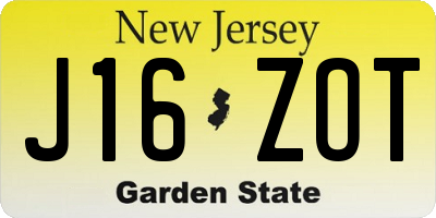 NJ license plate J16ZOT