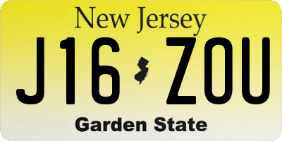 NJ license plate J16ZOU