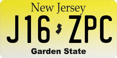 NJ license plate J16ZPC