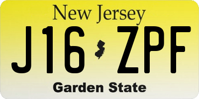 NJ license plate J16ZPF