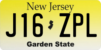 NJ license plate J16ZPL