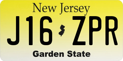 NJ license plate J16ZPR