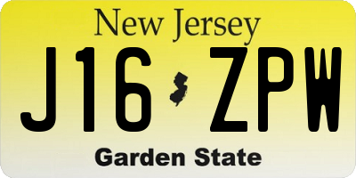 NJ license plate J16ZPW