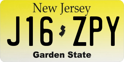 NJ license plate J16ZPY