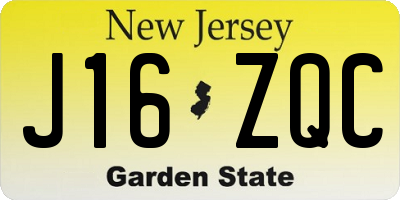NJ license plate J16ZQC