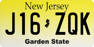 NJ license plate J16ZQK