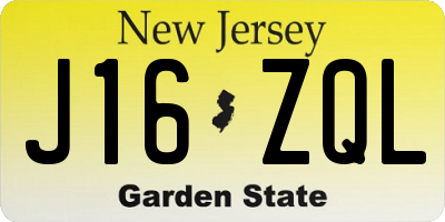 NJ license plate J16ZQL