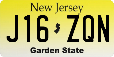 NJ license plate J16ZQN